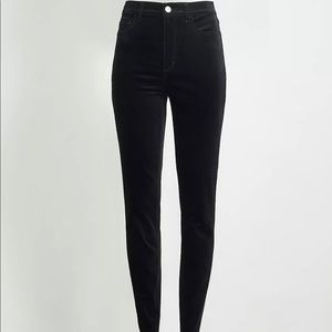 Loft Black Velvet high waist skinny pant.